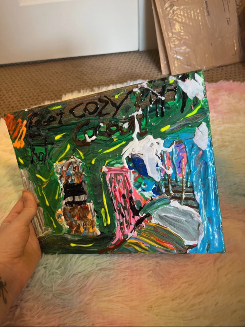Cozy with hot coco painting by me